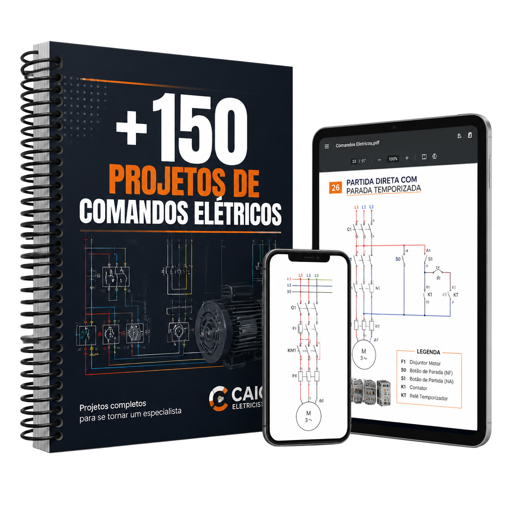 Mockup do material +150 Projetos de Comandos Elétricos